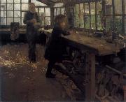 William Stott of Oldham Grandfather-s Workshop oil